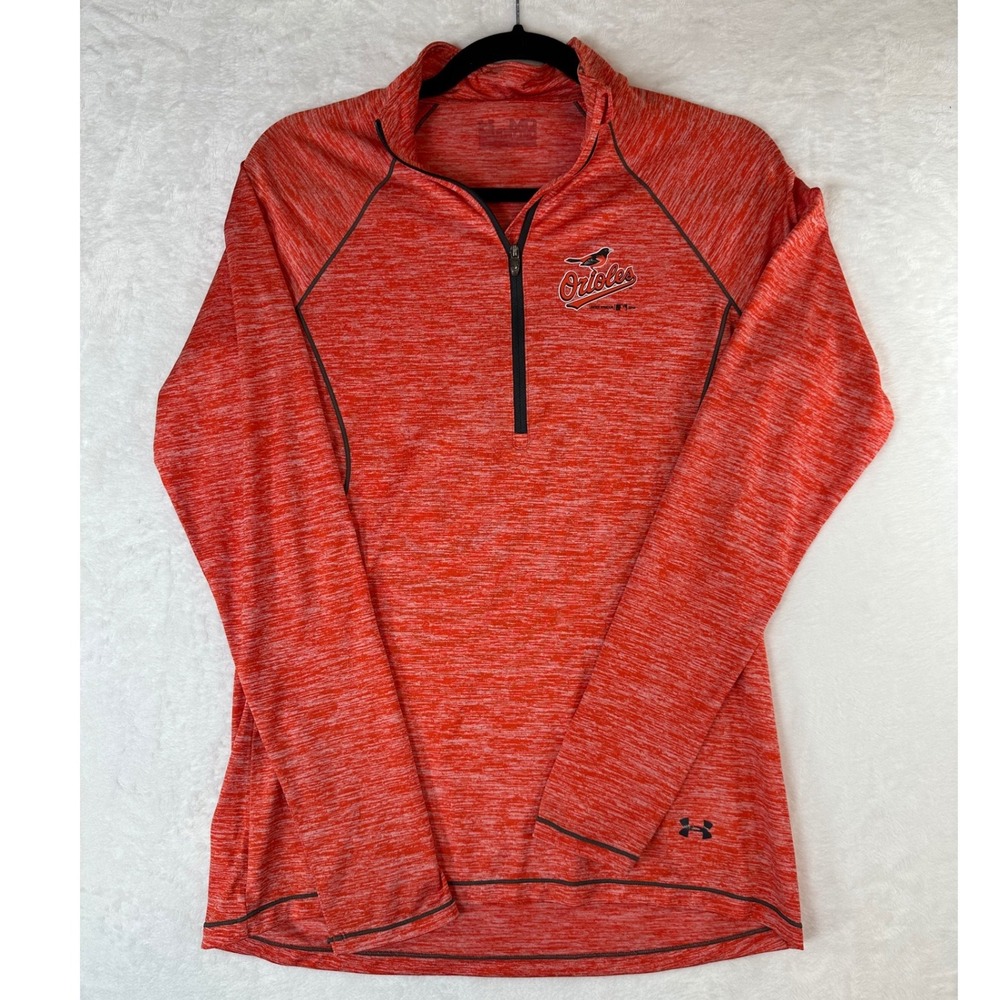 Under Armour Baltimore Orioles Womens Orange Space Dye 1/4 Zip Pullover Small